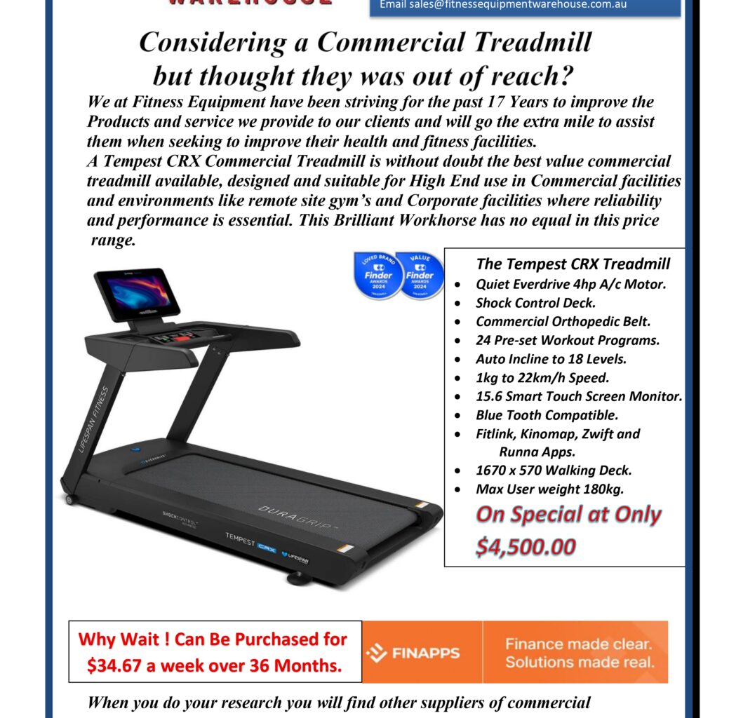 LIFESPAN TEMPEST CRX COMMERCIAL TREADMILL